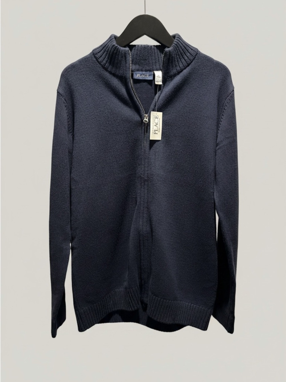 The Children's Place Men's Navy Zip-Front Sweater